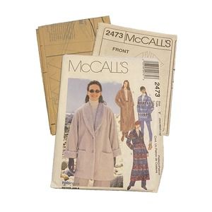 McCall's Sewing Pattern 2473 Size S-M-L Women’s Unlined Coat Or Jacket. Pockets